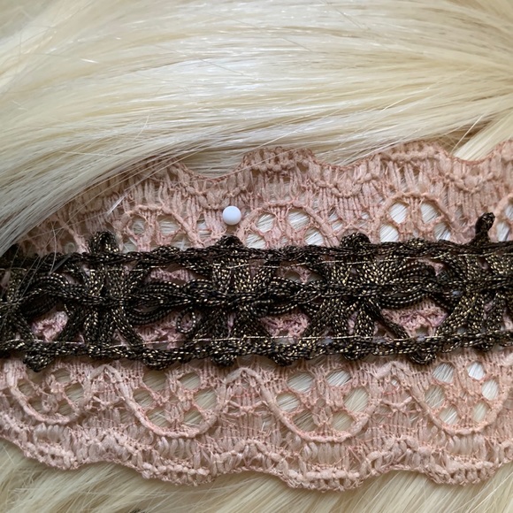 Handmade art deco - pink headband with antique flowers - Picture 5 of 7